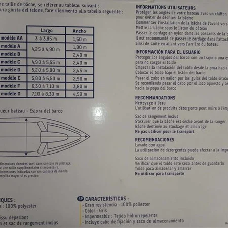 Bâche à bateau Modèle B - 4.25-4.90m X 2.40m -Pasielski