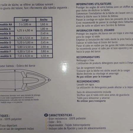 Bâche à bateau Modèle E - 5.80-6.50m X 2.90m  - pasielski