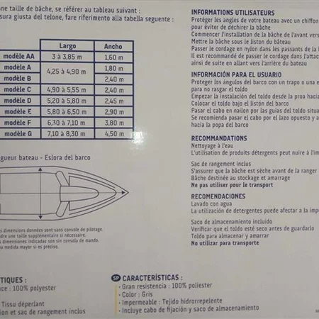 Bâche à bateau Modèle F - 6.30-7.10m X 3.80m  - PASIELSKI